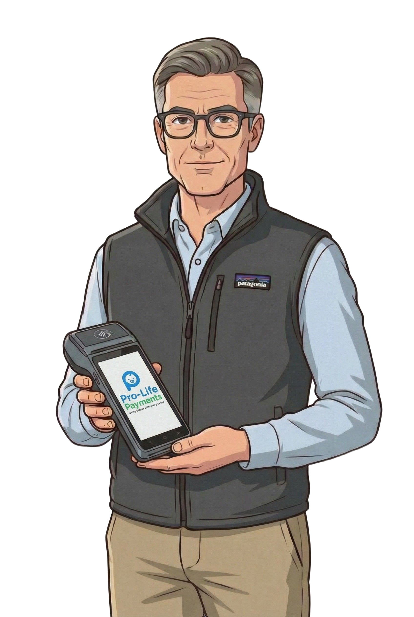 Pro-Life Payments sales agent holding payment terminal