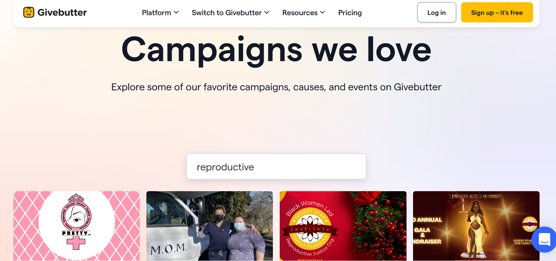 GiveButter Loves Reproductive Justice and Abortion Campaigns