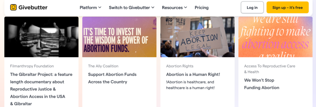 GiveButter Loves Abortion Campaigns 