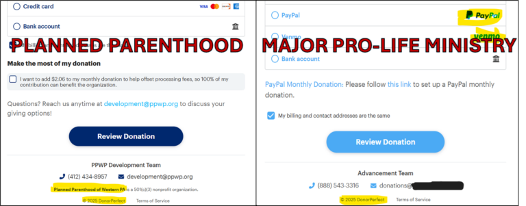 DonorPerfect Planned Parenthood and Pro-Life